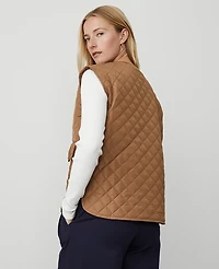 Ann Taylor Weekend Collection Quilted Puffer Vest Cappuccino Tan Women's