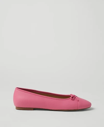 Ann Taylor Weekend Collection Cap Toe Leather Ballet Flats Size 7 Bubblegum Women's