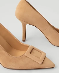 Ann Taylor Buckle Pointy Toe Suede Pumps 8 Women's