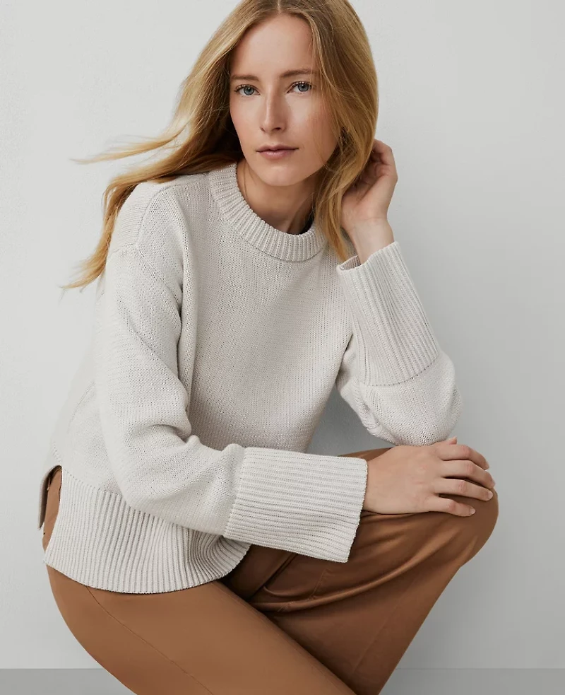 Ann Taylor Weekend Collection Relaxed Sweater Tahini Women's