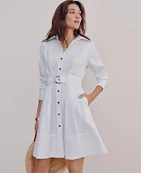 Ann Taylor Flare Pocket Shirtdress White Women's
