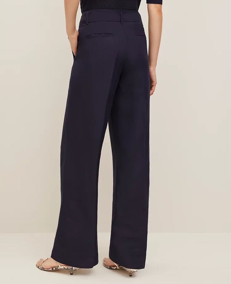 Ann Taylor The Belted Wide-Leg Pant Linen Blend Night Sky Women's