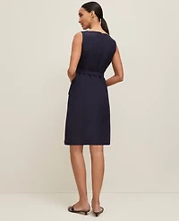 Ann Taylor Linen Blend Square Neck Sheath Dress Women's