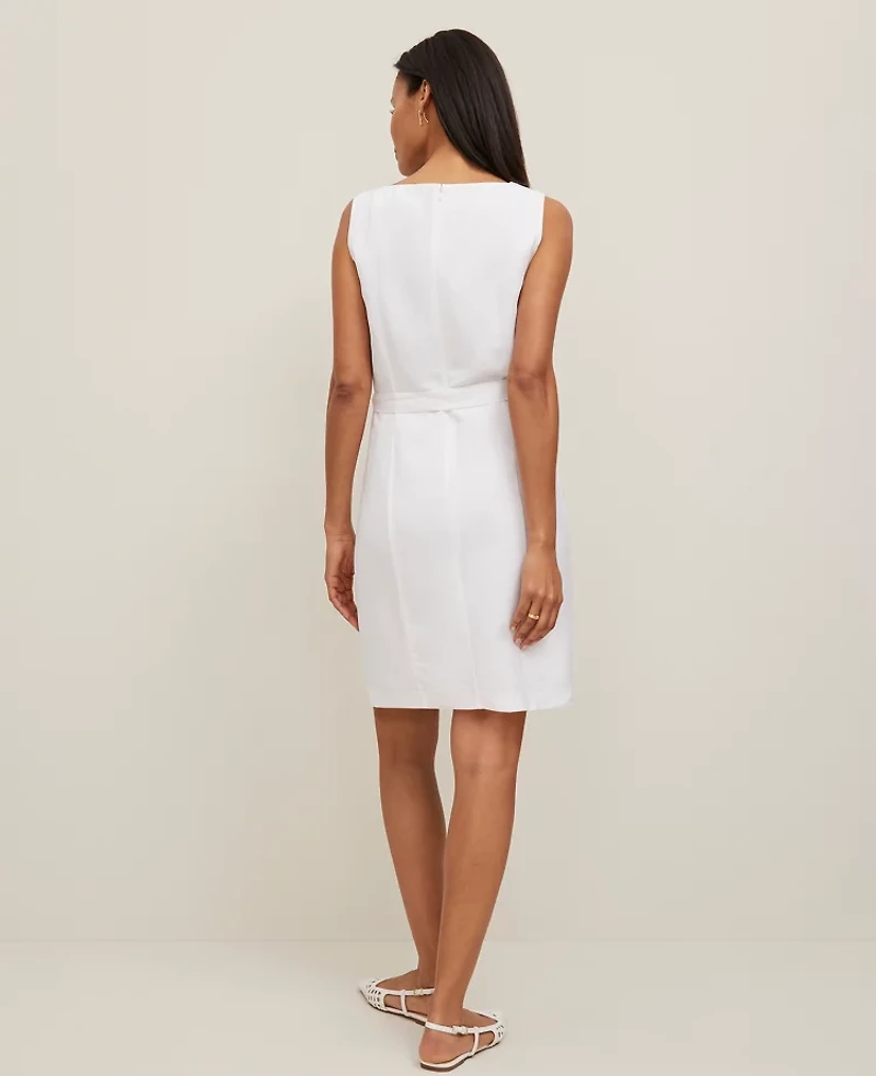 Ann Taylor Linen Blend Square Neck Sheath Dress Women's