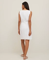 Ann Taylor Linen Blend Square Neck Sheath Dress Women's