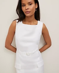 Ann Taylor Linen Blend Square Neck Sheath Dress Women's