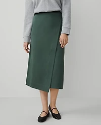 Ann Taylor Weekend Collection Effortless Midi Wrap Skirt Dried Cilantro Women's