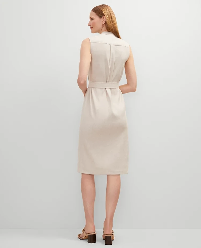 Ann Taylor Belted Linen Blend Shirtdress Natural Flax Women's