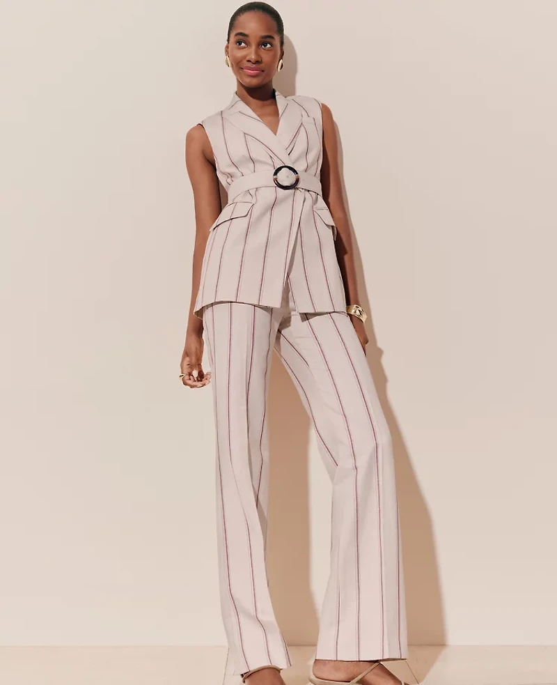 Ann Taylor The Jayne Trouser in Pinstripe Size 6 Flax Women's