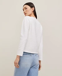 Ann Taylor Ribbed 3/4 Sleeve Sweater Jacket Size XL White Women's