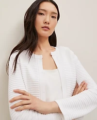 Ann Taylor Ribbed 3/4 Sleeve Sweater Jacket Size XL White Women's