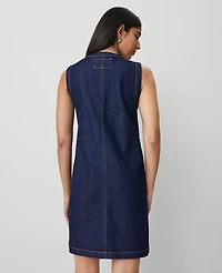 Ann Taylor Petite Denim Sheath Dress Size 0 Classic Rinse Wash Women's