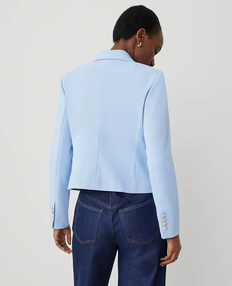 Ann Taylor Petite One-Button Blazer Size 6 Larimar Blue Women's