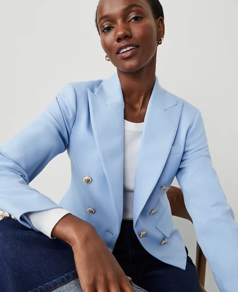 Ann Taylor Petite One-Button Blazer Size 6 Larimar Blue Women's