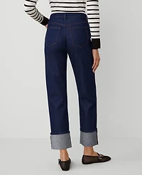 Ann Taylor The Cuffed Straight Jean Size 2 Classic Rinse Wash Women's