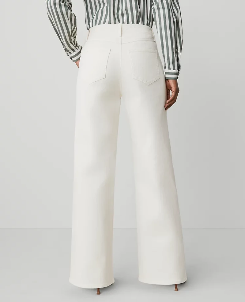 Ann Taylor The Petite Seamed Wide-Leg Jean Size 2 Ivory Women's