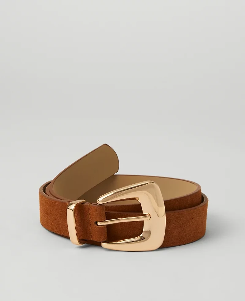 Ann Taylor Chunky Buckle Suede Belt Size XL Milk Chocolate Brown Women's