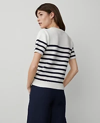 Ann Taylor Weekend Collection Striped Sweater T-Shirt Size XL Navy/White Women's