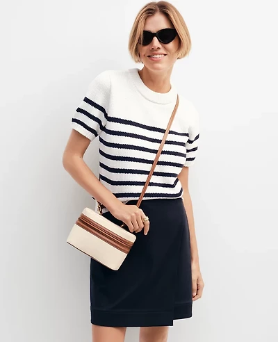 Ann Taylor Weekend Collection Striped Sweater T-Shirt Size XL Navy/White Women's