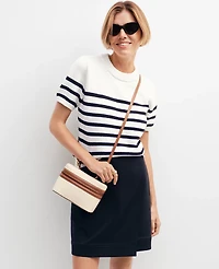 Ann Taylor Weekend Collection Striped Sweater T-Shirt Size XL Navy/White Women's