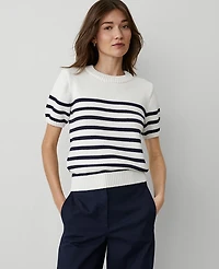 Ann Taylor Weekend Collection Striped Sweater T-Shirt Size XL Navy/White Women's