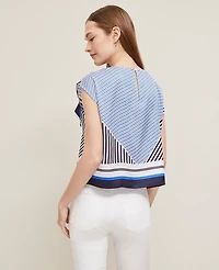 Ann Taylor Striped Asymmetric Tie Top Size XS Night Sky Women's