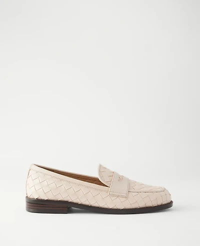 Ann Taylor Woven Penny Loafers Pearl Shadow Women's