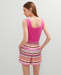 Ann Taylor The Side-Zip Short Tweed Neutral/Red Multi Women's