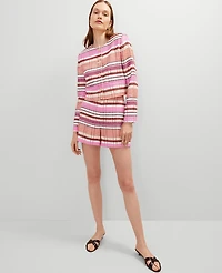 Ann Taylor The Side-Zip Short Tweed Neutral/Red Multi Women's