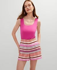 Ann Taylor The Side-Zip Short Tweed Neutral/Red Multi Women's