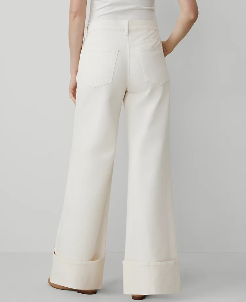 Ann Taylor The Cuffed Palazzo Jean Size 2 Ivory Women's
