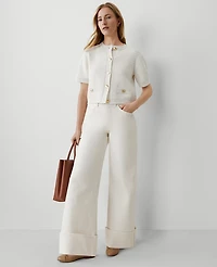 Ann Taylor The Cuffed Palazzo Jean Size 2 Ivory Women's