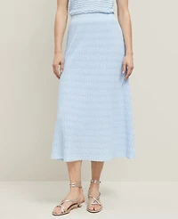Ann Taylor Wavy Stitch Midi Skirt Zephyr Blue Women's