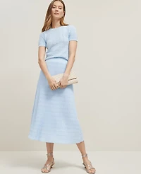 Ann Taylor Wavy Stitch Midi Skirt Zephyr Blue Women's