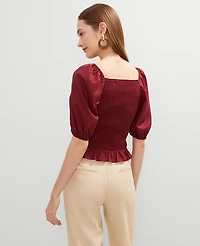 Ann Taylor Square Neck Smocked Top Women's