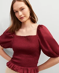 Ann Taylor Square Neck Smocked Top Women's