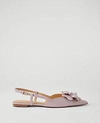 Ann Taylor Flower Nip Toe Leather Slingback Flats Size 8 1/2 Lilac Bud Women's