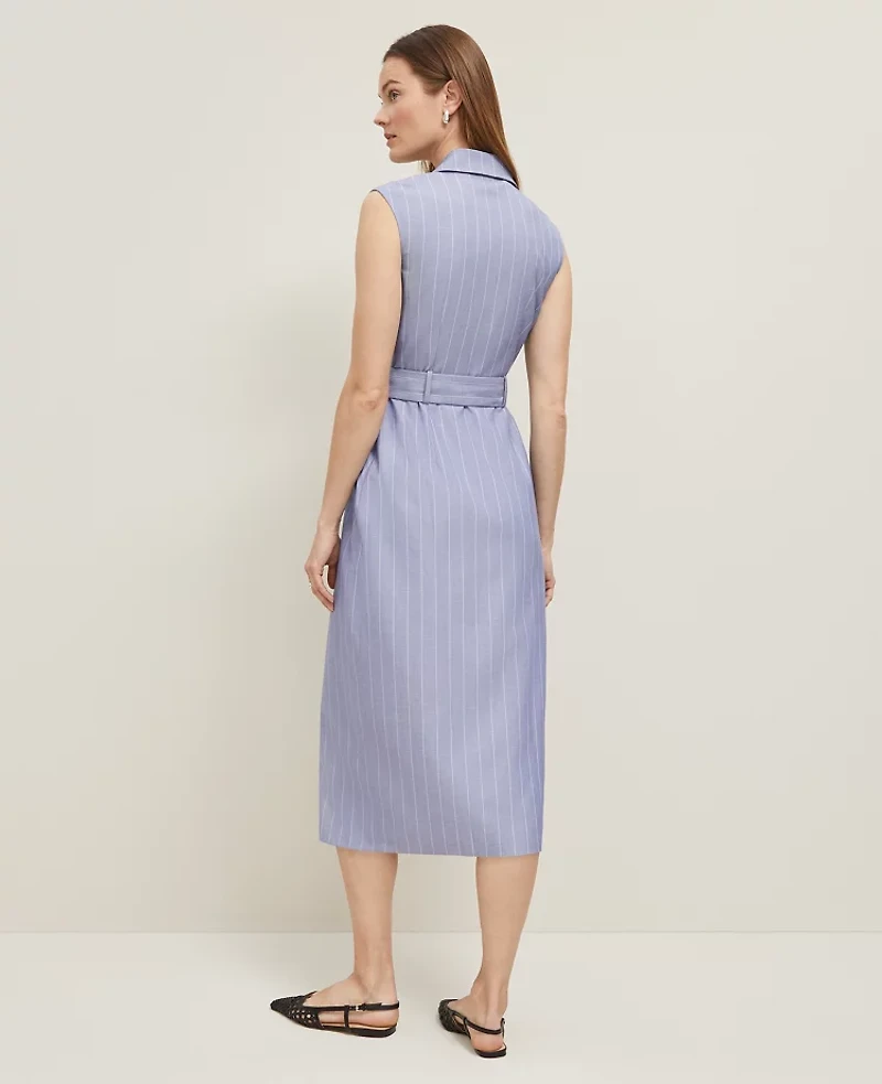 Ann Taylor The Belted Blazer Wrap Dress in Pinstripe Size 0 Velvet Morning Women's