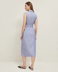Ann Taylor The Belted Blazer Wrap Dress in Pinstripe Size 0 Velvet Morning Women's
