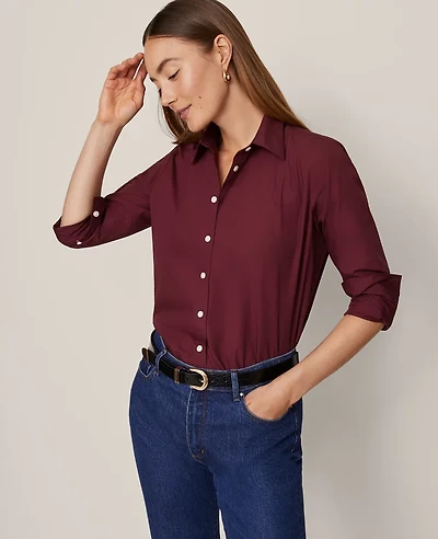 Ann Taylor Relaxed Perfect Shirt Windsor Wine Women's