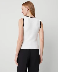 Ann Taylor Contrast Ribbed Sweater Vest White/Black Multi Women's