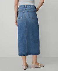 Ann Taylor Weekend Collection Denim Midi Skirt Size 14 Light Wash Women's