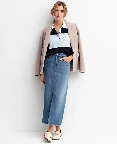 Ann Taylor Weekend Collection Denim Midi Skirt Size 0 Light Wash Women's
