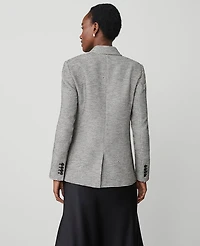 Ann Taylor The Greenwich Blazer in Plaid Tweed Size 4 Black/White Multi Women's