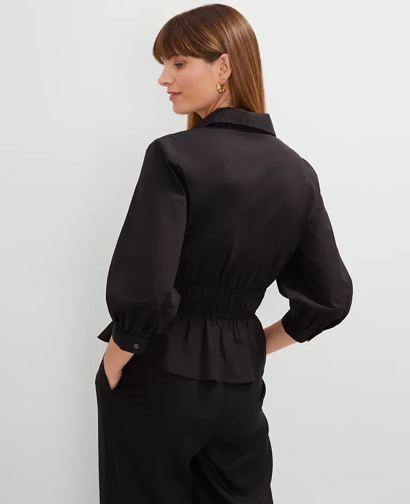 Ann Taylor Collared Blouse Size XS Black Women's