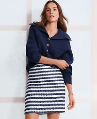Ann Taylor Petite Ribbed Button Sweater Royalty Blue Women's