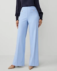 Ann Taylor The Button Trim Sailor Wide-Leg Pant — Curvy Fit Size 2 Larimar Blue Women's