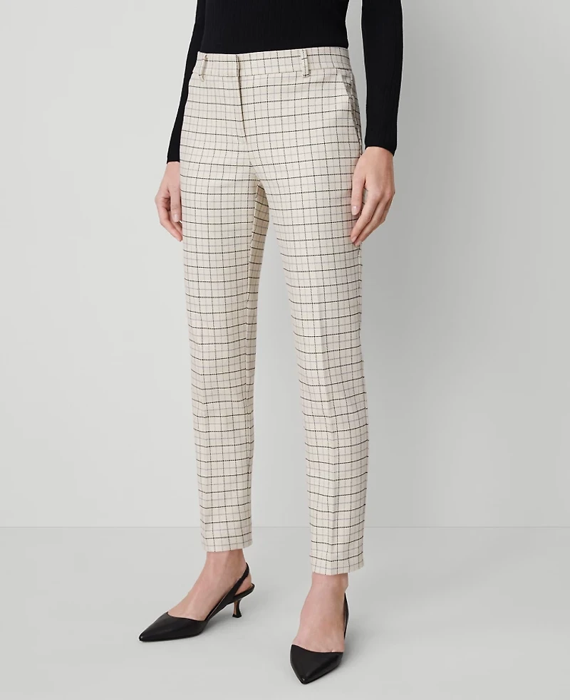 Ann Taylor The Petite Eva Ankle Pant in Stretch Cotton Size 0 Ivory Combo Women's