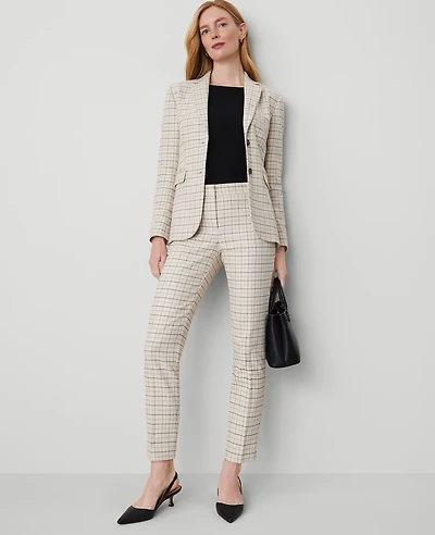 Ann Taylor The Petite Eva Ankle Pant in Stretch Cotton Size 0 Ivory Combo Women's