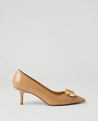 Ann Taylor Pointy Toe Patent Buckle Pump Size 8 1/2 Sand Women's